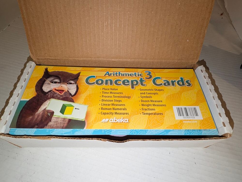 Abeka Arithmetic 3 Concept Cards- 3rd Grade Math Flashcards